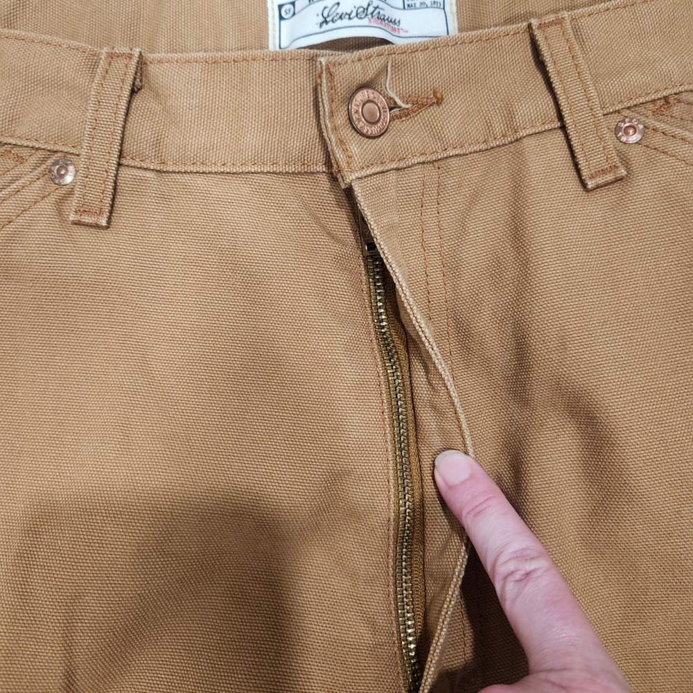 Levi Strauss Signature Mens 40x30 Brown Duck Canvas Carpenter Workwear Pants - Picture 4 of 8